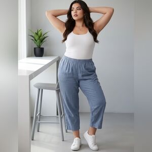 Old Navy Women's High Rise Straight Soft Blue Cropped Pants